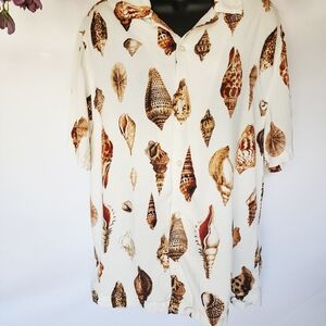 H&M White and Brown Seashell‎ Pattern Shirt